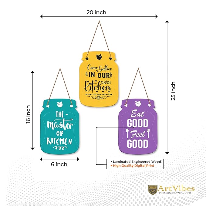 Artvibes Eat Good Feel Good Wall Hanger for Home Decor | Decoration Wooden Hanging Items | Quotes Decor Items