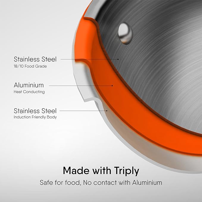 Stahl Artisan Triply Stainless Steel Fry Pan | Induction & Gas Stove Compatible Frying Pan, Omelette Pan, Egg Pan | 0.6 L | 16 Cm