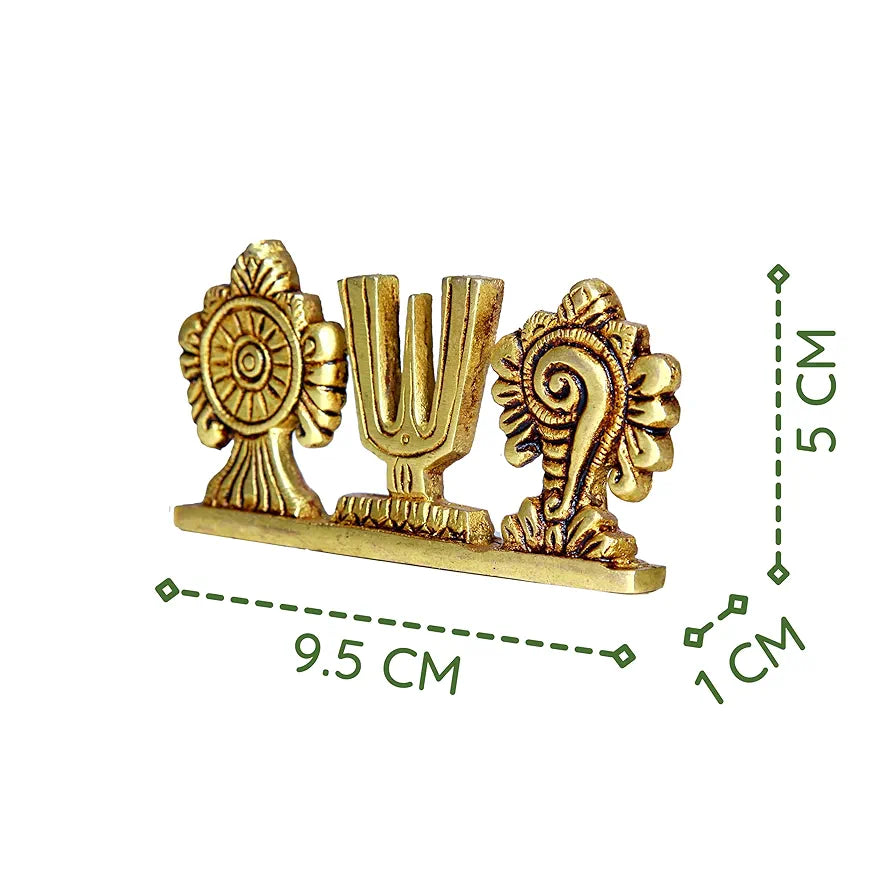 Anciently Thenkalai Shankh Chakra Namah Stand/Thenkalai Thiruman Sangu Chakram Stand, Brass, 5cm Height, Gold Colour, 1 Piece