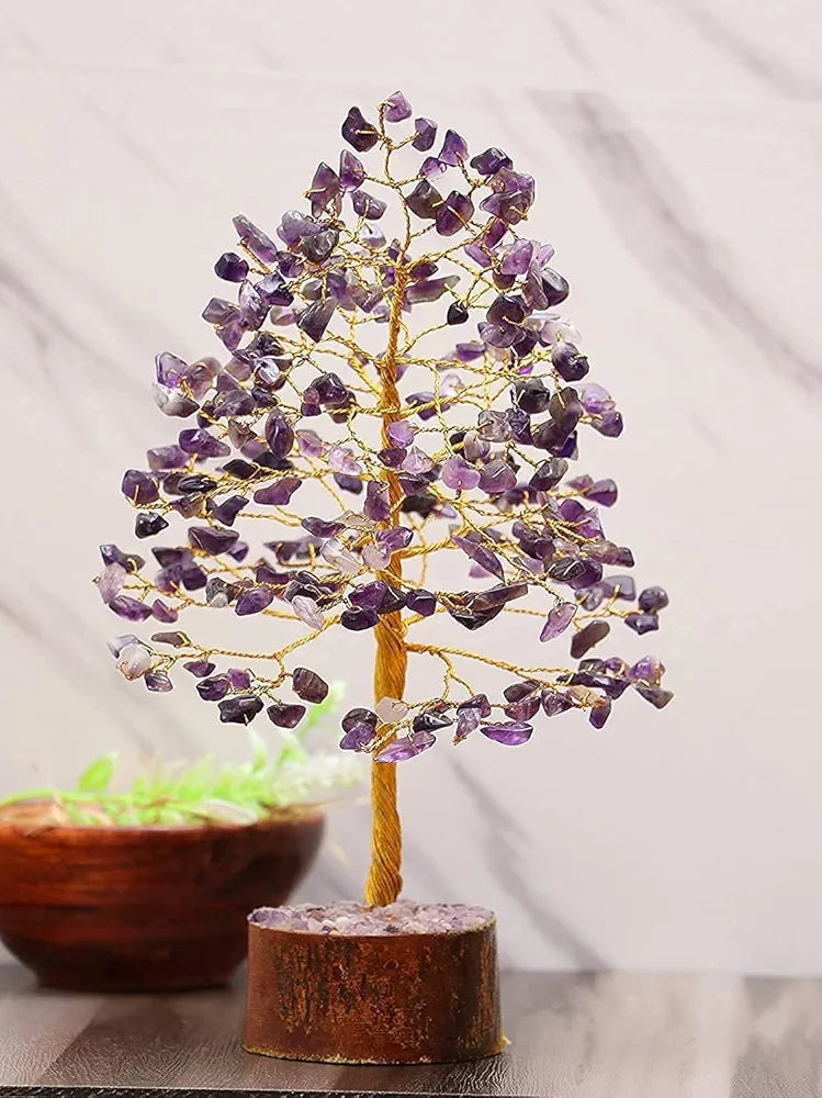 Zaicus Seven Chakra Gemstone Tree Crystal Tree of Life Feng Shui 10-12 Inch Silver Wire