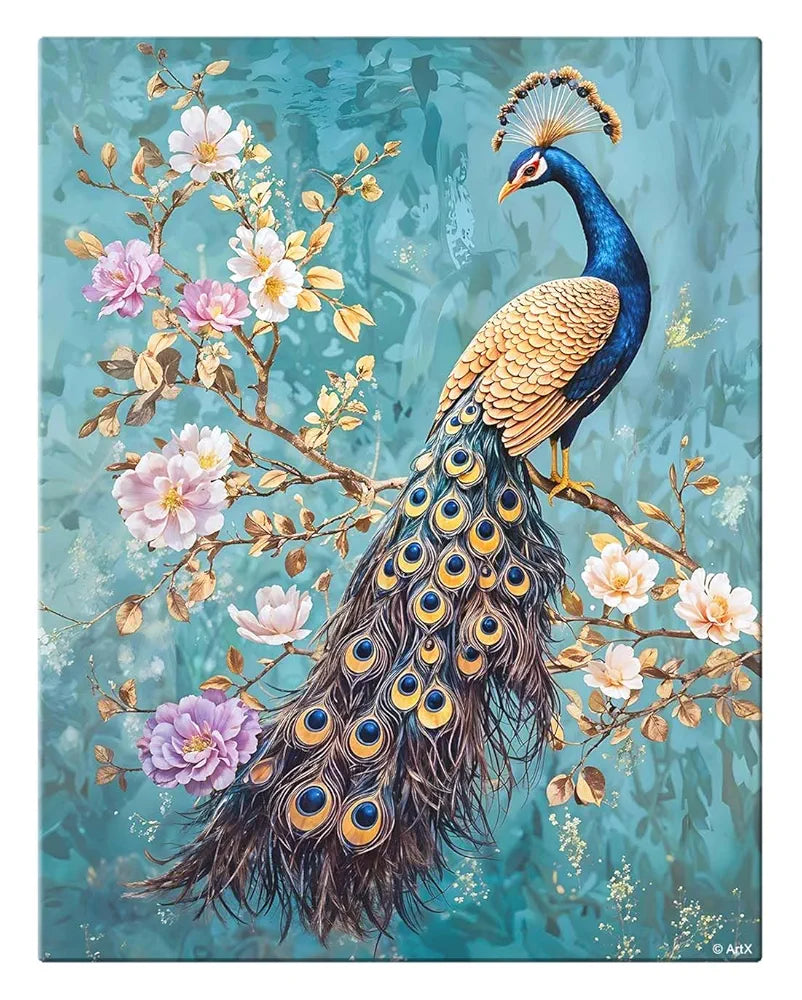 ArtX Canvas Peacock Painting For Wall Vastu Abstract