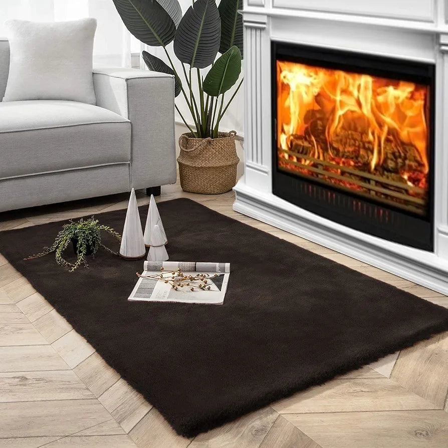 Luxe Home International Ruffle Floor Rug 3 X 5 FtColour Chocolate