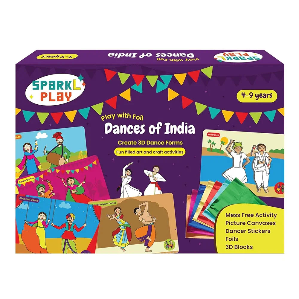 SparkLPlay Foil Art & Craft Kit for Kids Ages 4 to 9 | Foil Fun | DIY Craft Kit | Birthday Gift for Girls & Boys | Mess-Free Creative Craft Toy | Dances of India