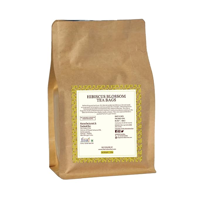 The Indian Chai - Organic Hibiscus Tea 60 Pyramid Tea Bags - 120 gms