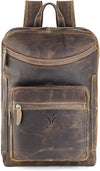 Men's Hunter Leather Backpack For 16 Laptop Office And Travel Camping Rucksack
