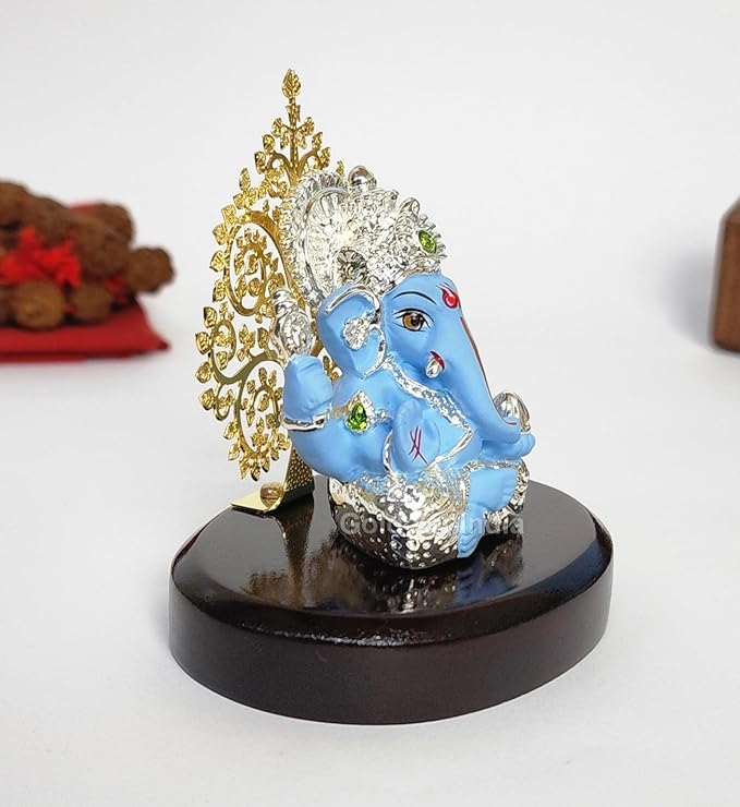 Gold Art India Lord Ganesha Idol Kalpavruksh Tree for Home Entrance Ganesh Ji Colour Blue