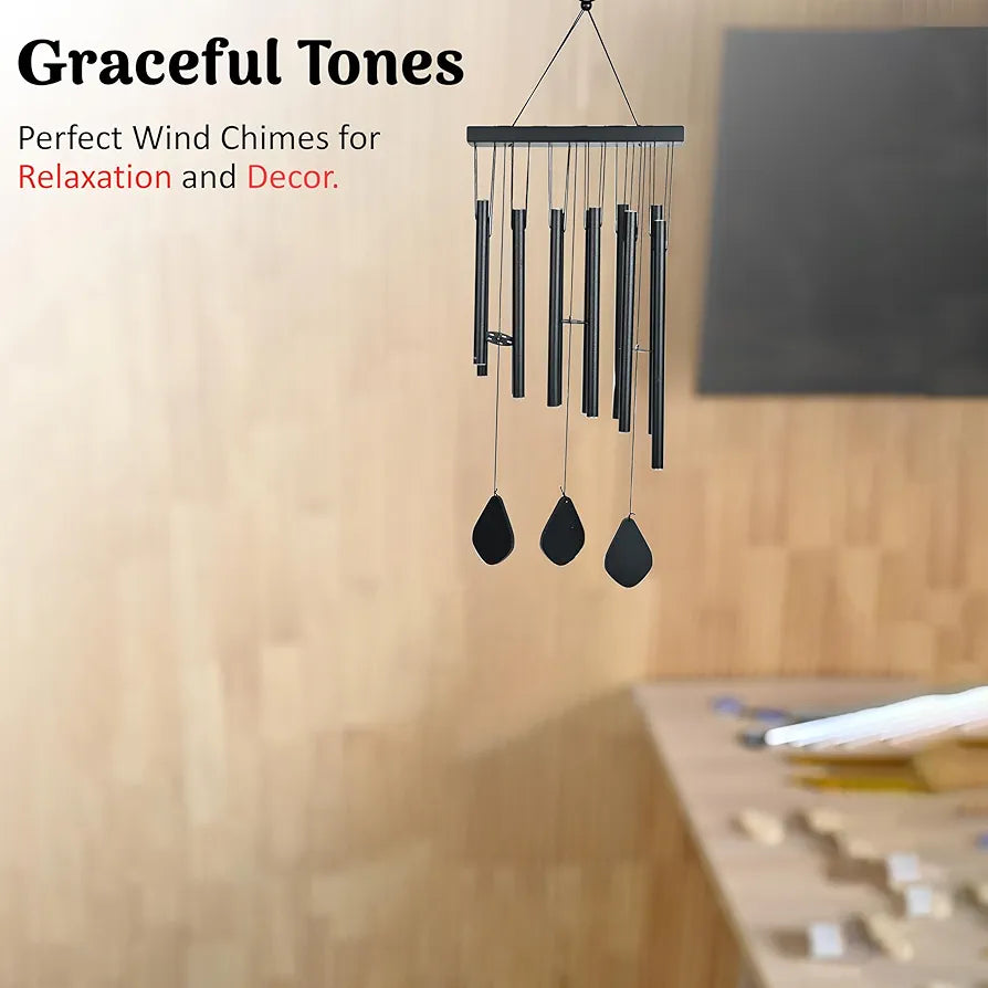 Zaicus Wind Chime Black 12 Pipe Wind Chime-027