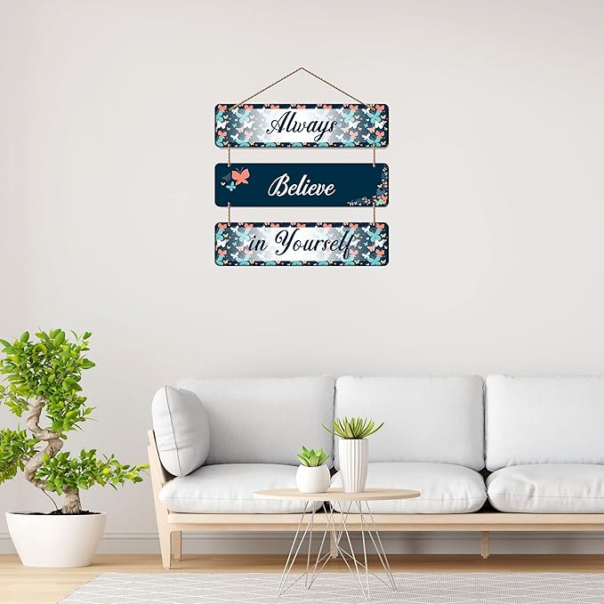 Artvibes Always Believe in Yourself Quote Wooden Wall Hanger for Home Decor | Artwork Ornaments Hanging