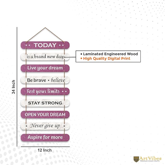 Artvibes Decorative Positive Quote Printed Wooden Wall Hanging for Home Decor Items