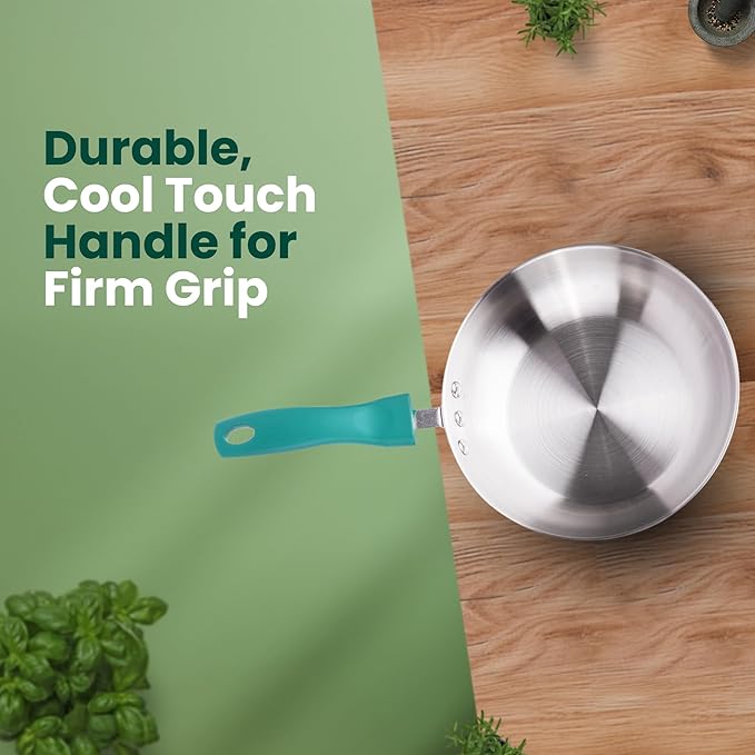 The Indus Valley Stainless Steel Sandwich Bottom Fry Pan with Steel Lid