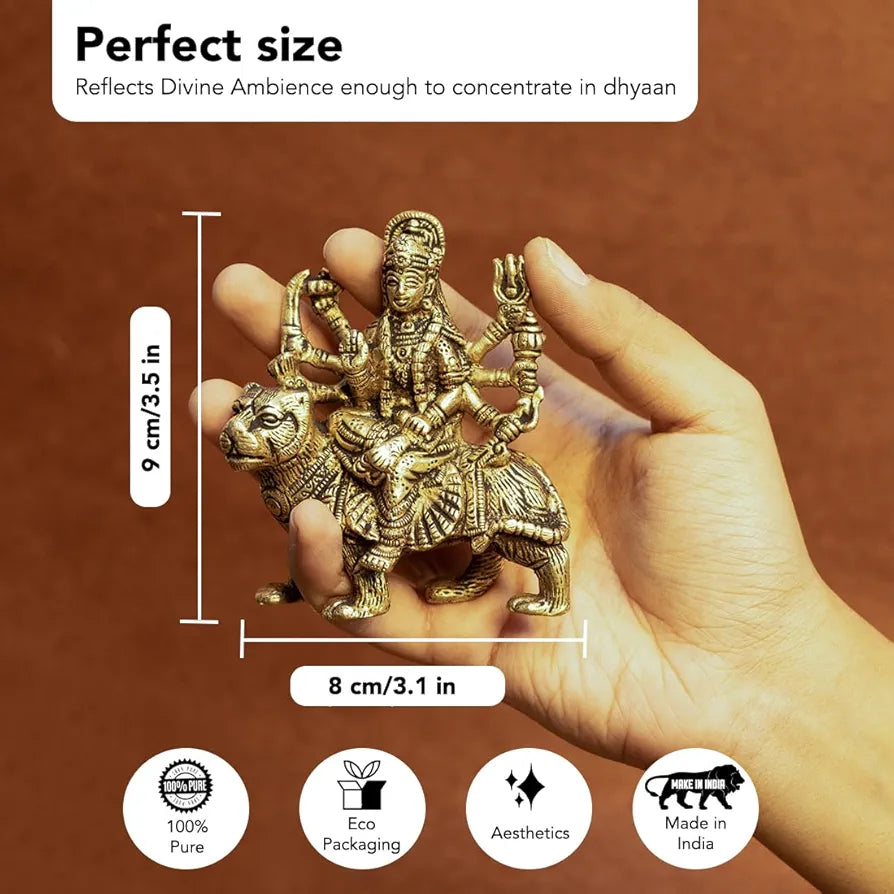 Ekhasa Pure Brass Durga Maa Murti in Luxury Red Velvet Gift Box God Idols