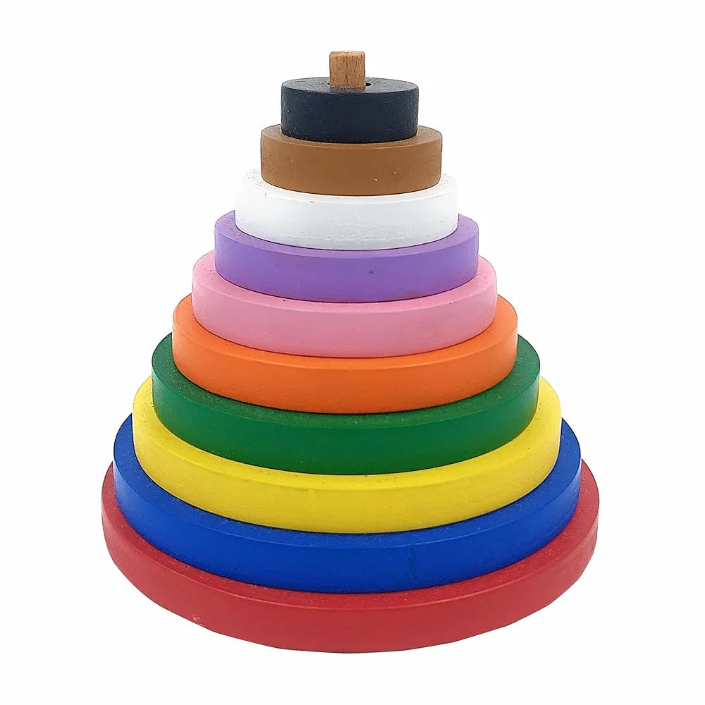 Tantrums Preschool Wooden Building Blocks Graded Tower Puzzle for Kids to Develop Eye Coordination | Fun Learning Toy | Puzzle for Concentration I Multicolour Single Circle - Tower,1 Piece