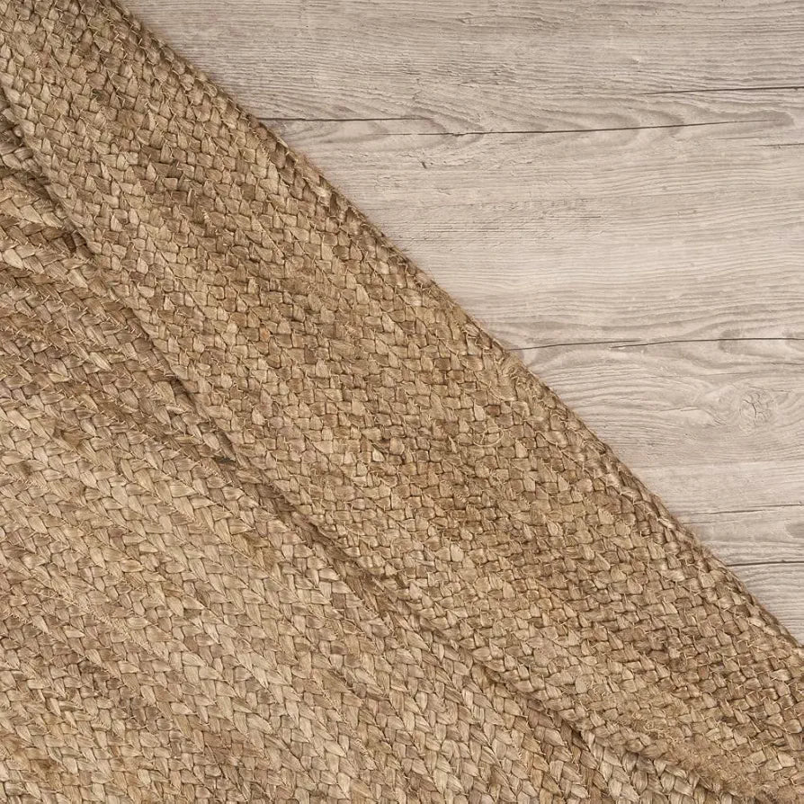 The Home Talk Natural Handcrafted Braided Round Jute Rug 80 cm Beige
