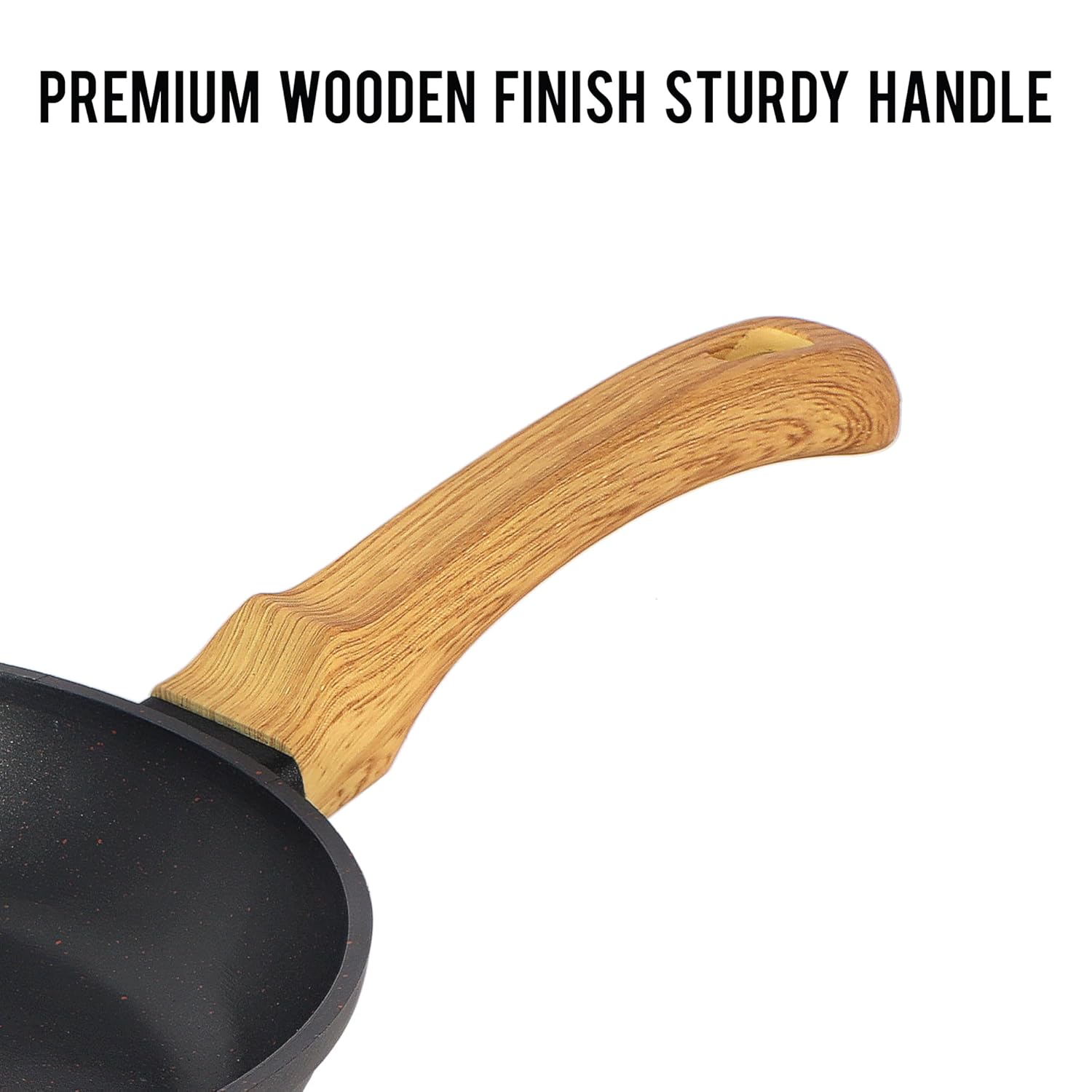 Cello Castello Die Cast Induction Taper Aluminium Fry Pan | Induction Base Fry Pan | Wooden Handle