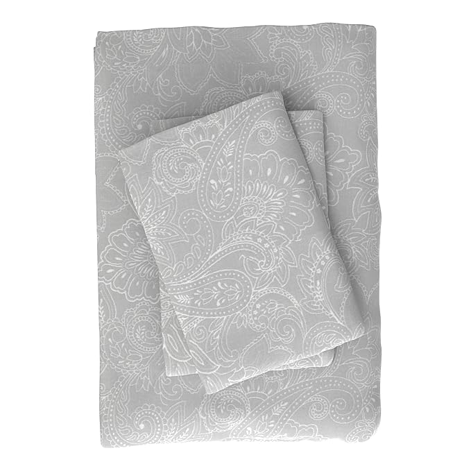 Huesland by Ahmedabad Cotton 186 TC King Size Bedsheet Cotton with 2 Pillow Covers | Grey & White