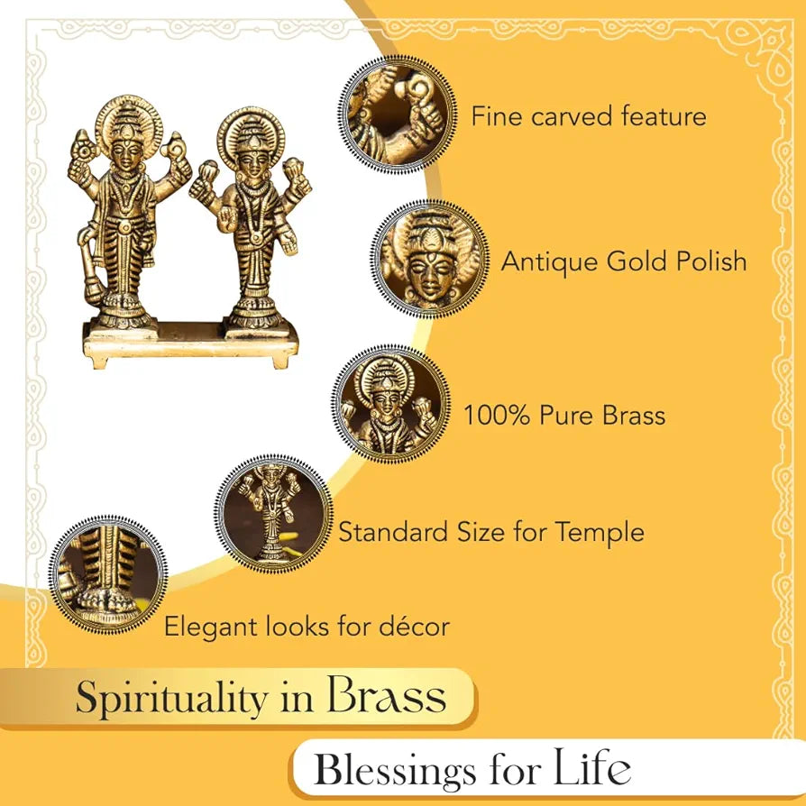 Ekhasa Pure Brass Vishnu Laxmi Murti for Puja