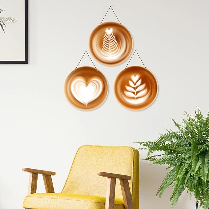 Artvibes Coffee Latte Art Wood Wall Hanger for Home Decor