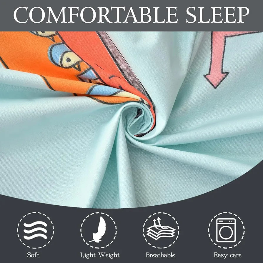 Fresh From Loom Soft Hypoallergenic Bed Sheet Cartoon Printed Single Bedsheet Kids Bedsheet With 1 Pillow Cover 144 tc Aqua