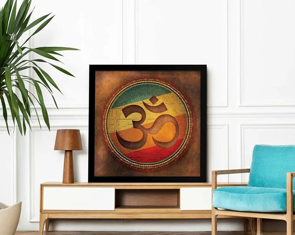 ArtX Om Brown Big Canvas Painting With Frame Square
