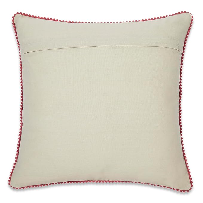 Haus & kinder Cotton Decorative Embroidered Cushion Cover | Colour Outline Floral