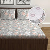 Divine Casa Cotton Classic Floral Bedsheet for Double Bed Elastic Fitted with 2 Pillow Covers  Griffin 144 Tc Colour Peach Nectar