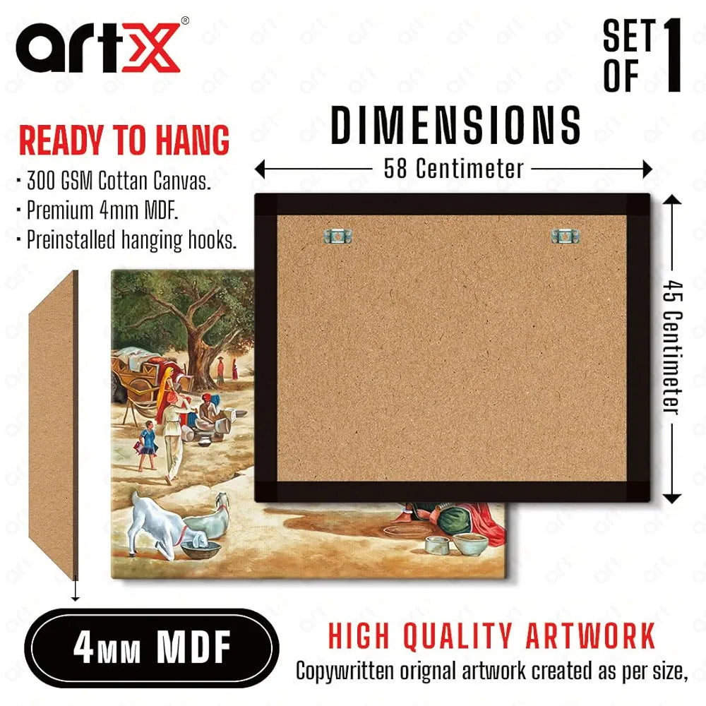 ArtX Paper Indian Village Scene  AXDMD-0101-VIL Nature Wall Art Painting