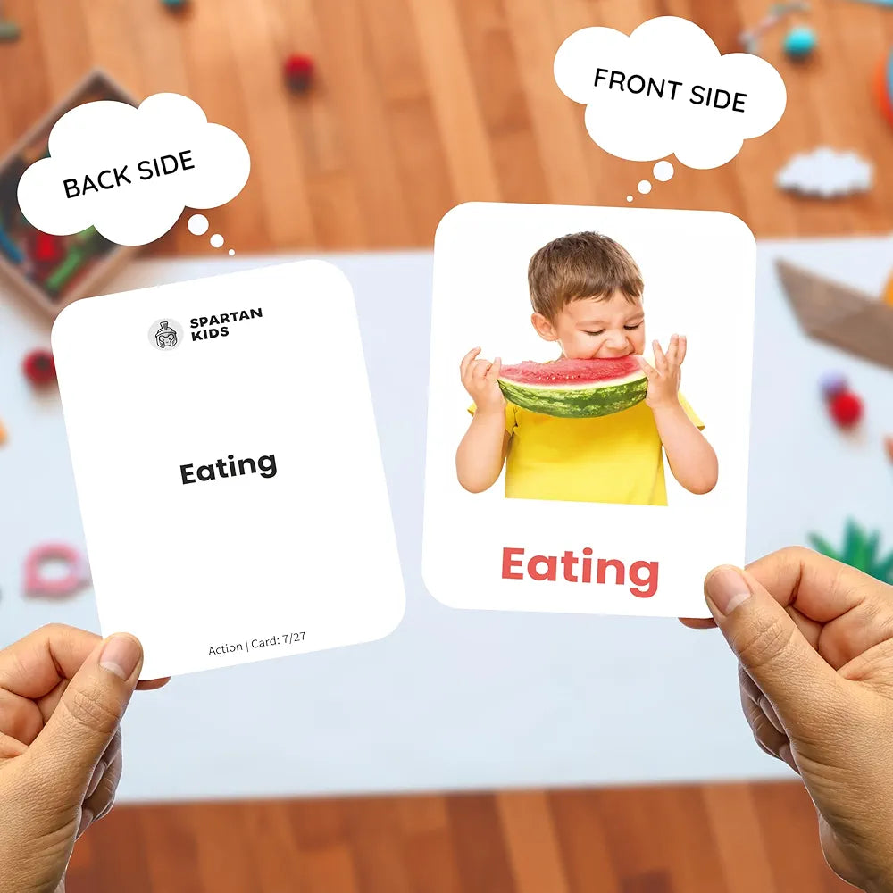 SPARTAN KIDS® Action Flash Cards for Kids | 27 Early Learning Flash Cards Easy & Fun Way of Learning 1 Year to 6 Years Baby