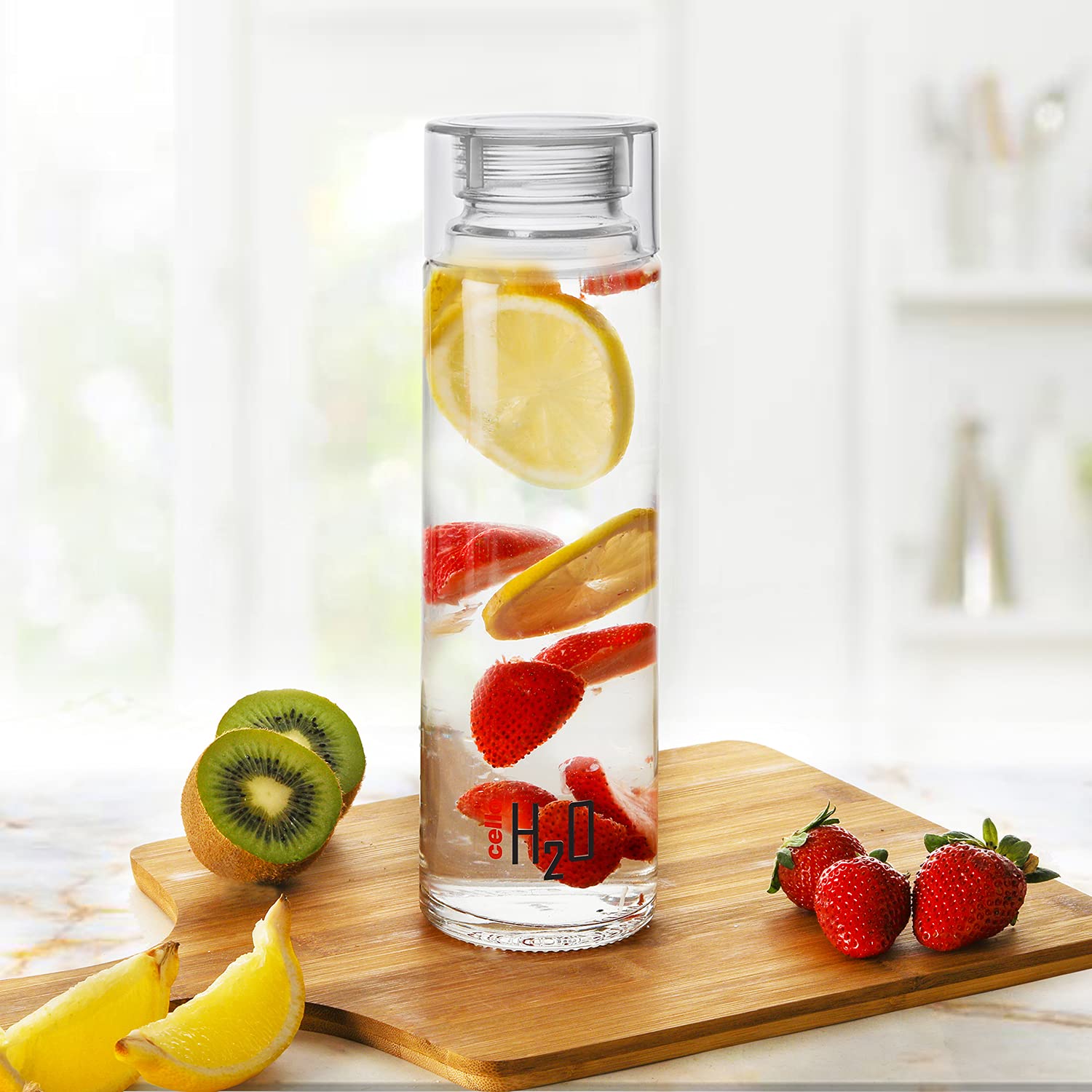 Cello H2o Glass Fridge Water Bottle With Plastic Cap | 920 ml