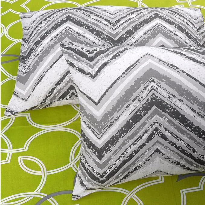 Huesland by Ahmedabad Cotton 144 TC King Size Bedsheet Cotton with 2 Pillow Covers | Green & Grey