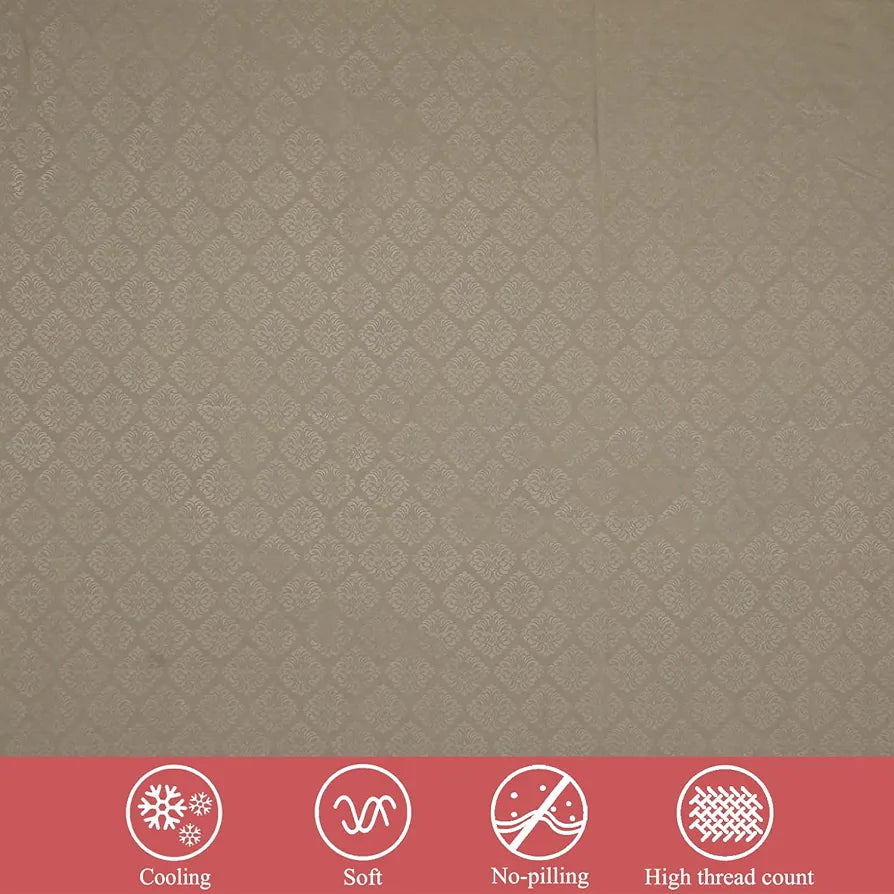 Fresh From Loom Single Bed Bedsheet Microfiber Rotary Printed with 1 Pillow Covers 144 TC Dark Beige Damas