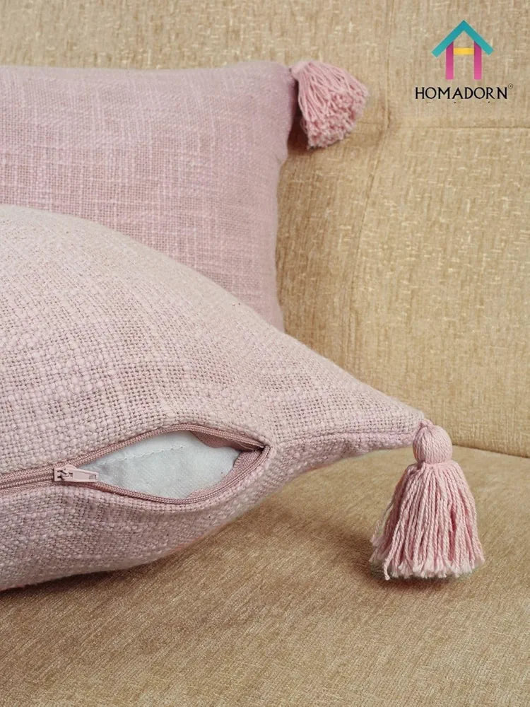 Homadorn Luxury Cotton Handmade Decorative Boho Throw Pillow Covers Colour Lavender