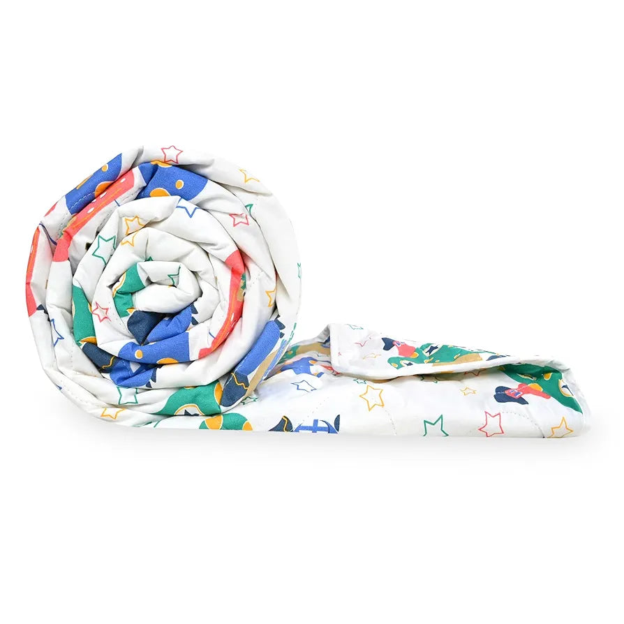 Divine Casa 120 GSM Cotton Single Bed Comforter Soft & Lightweight Reversible All-Season Blanket Colour Bright White