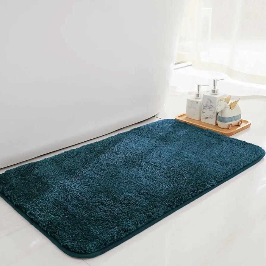 Luxe Home International Microfibre Rectangular Home Bath Mat Super Soft Anti Skid Newman Mats For Bathroom  Colour Teal