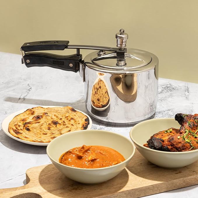 Vinod Stainless Steel Inner Lid Pressure Cooker - 3 Litre | Sandwich Bottom Cooker | Induction and Gas Base