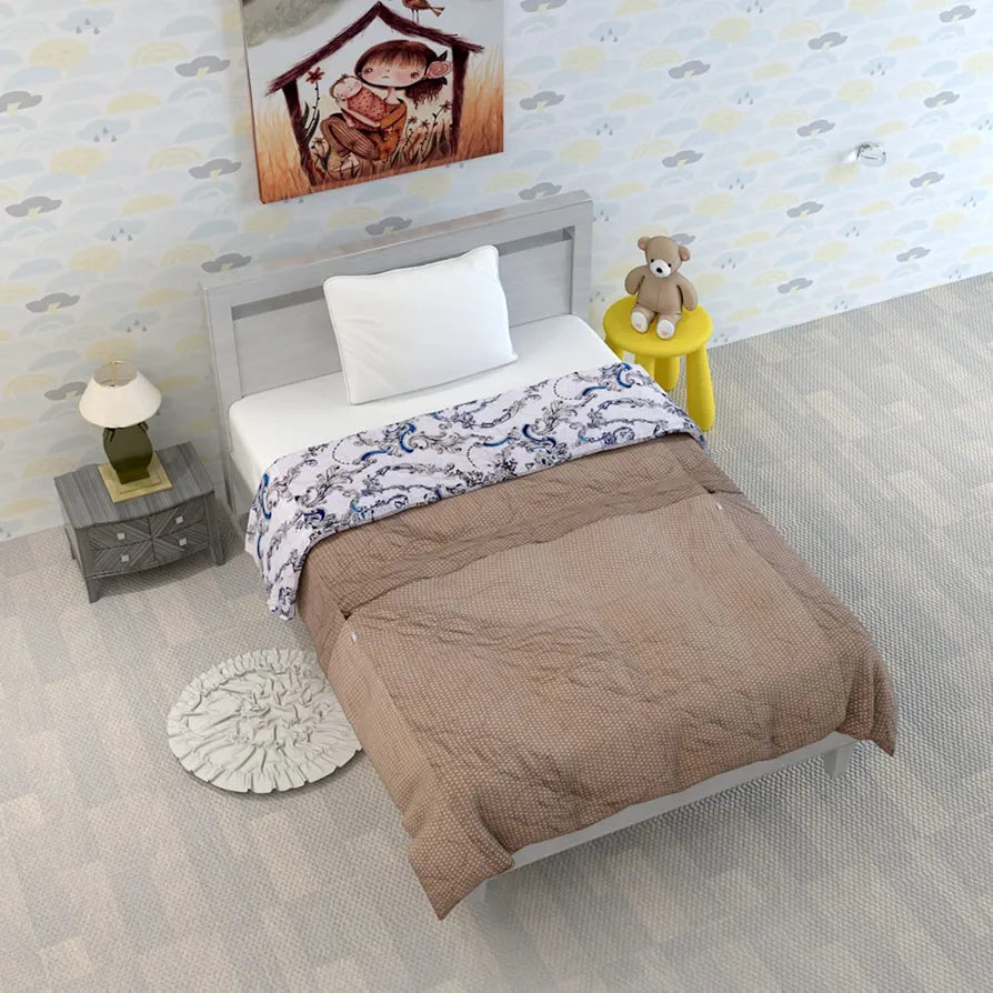 Divine Casa 120 GSM Microfiber Reversible Kids Single Bed Comforter Ultra-Soft Toddler Blanket Colour Royal Paisley