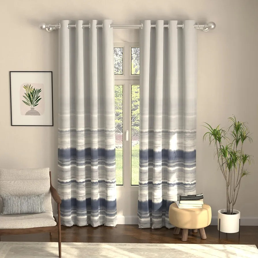 Urban Space Digital Printed Blackout Curtains for Door Bedroom Room Darkening Blackout Kids Decorative Curtains Coastal Tides Navy