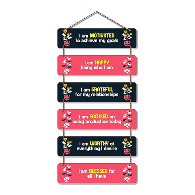 Artvibes Decorative Wall Hanging Wooden Art Decoration Item for Living Room | Quotes Decor Item | Set of 6