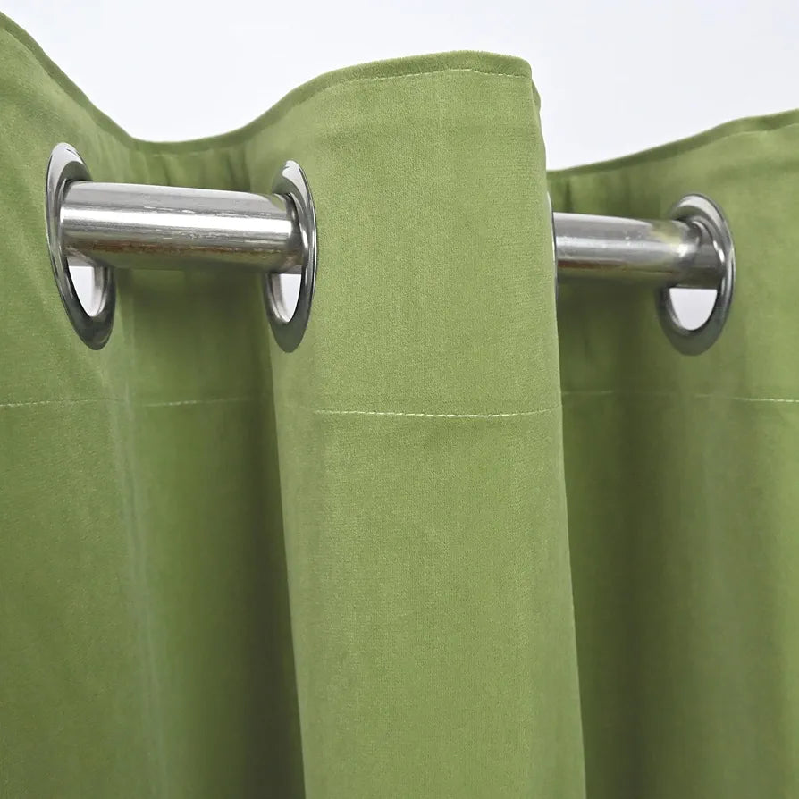 Divine Casa Velvet Blackout Window Curtain 5 Feet Premium Thermal Insulated & Noise Reducing Room Darkening Panel for Bedroom Colour Olive (Pack of 1)