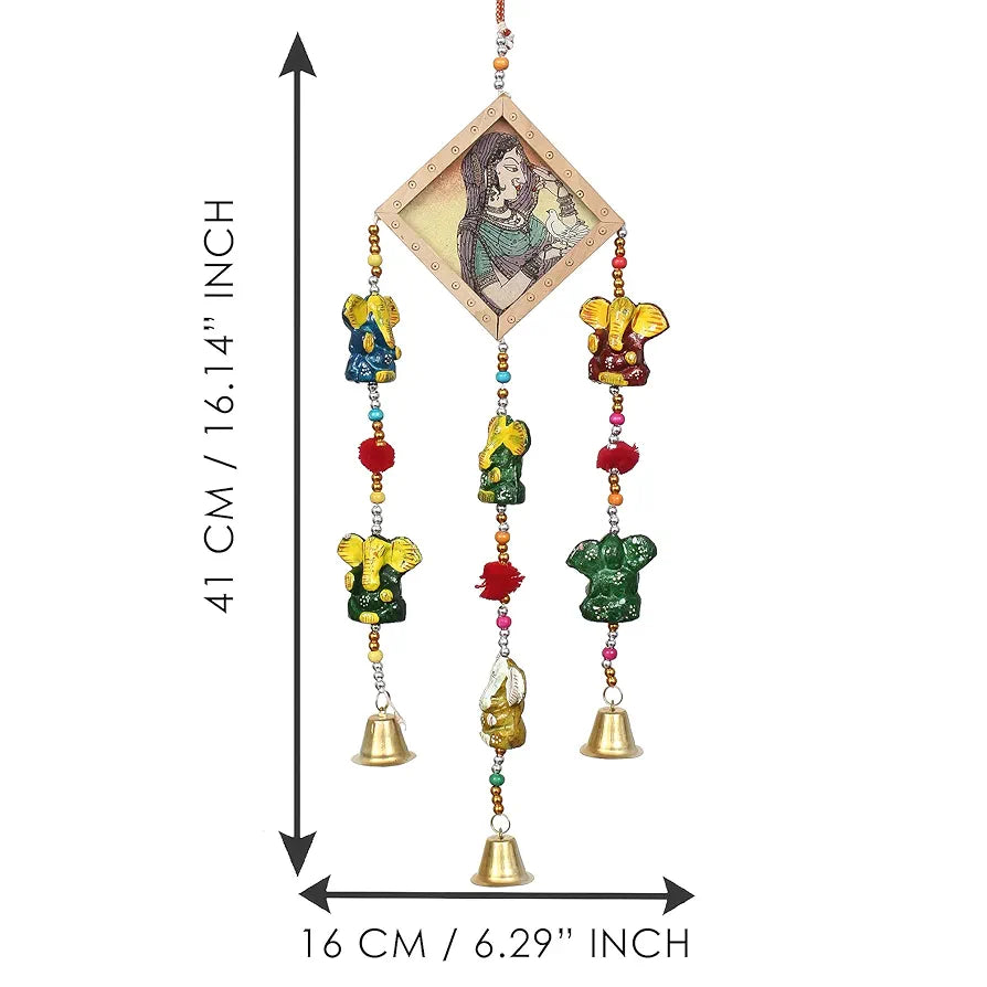 eCraftIndia Handcrafted Decorative Lord Ganesha Wall/Door/Window Hanging Bell STRGAN502