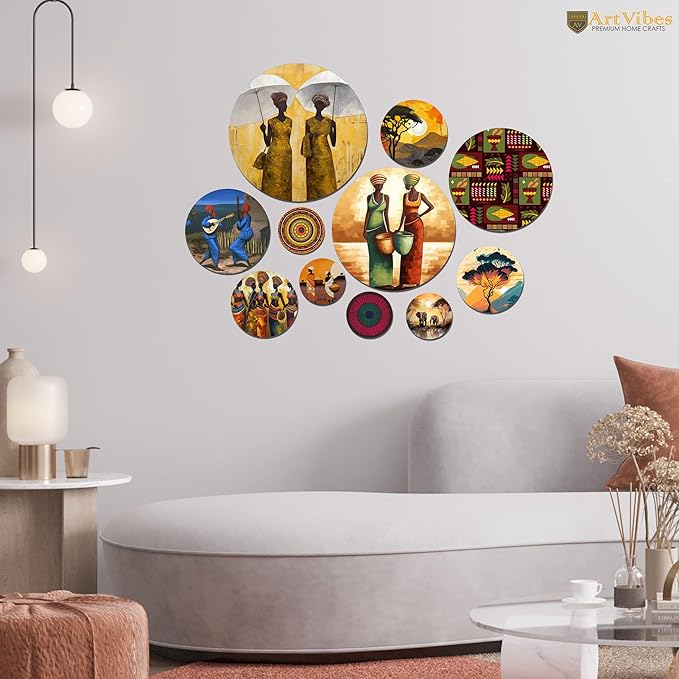 Artvibes Decorative Wooden Wall Hanging Decoration Item for Home | Pack of 11 Pieces