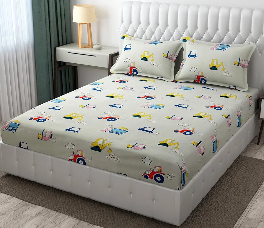 Fresh From Loom Bed Sheet With 2 Pillow Cover Cartoon Printed Double Bed King Size Kids Bedsheet 144 tc