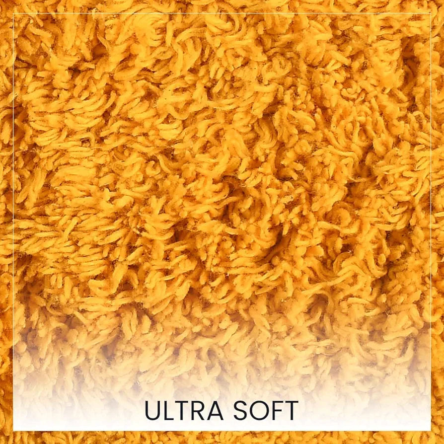 Sashaa World Solid Anti-skid Cotton Bathmat And Contour Set For Bathroom Colour Yellow