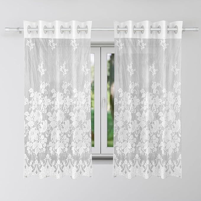 Kuber Industries Darkening Window Curtains Sheer Curtain with 8 Rings SY27 White Colour