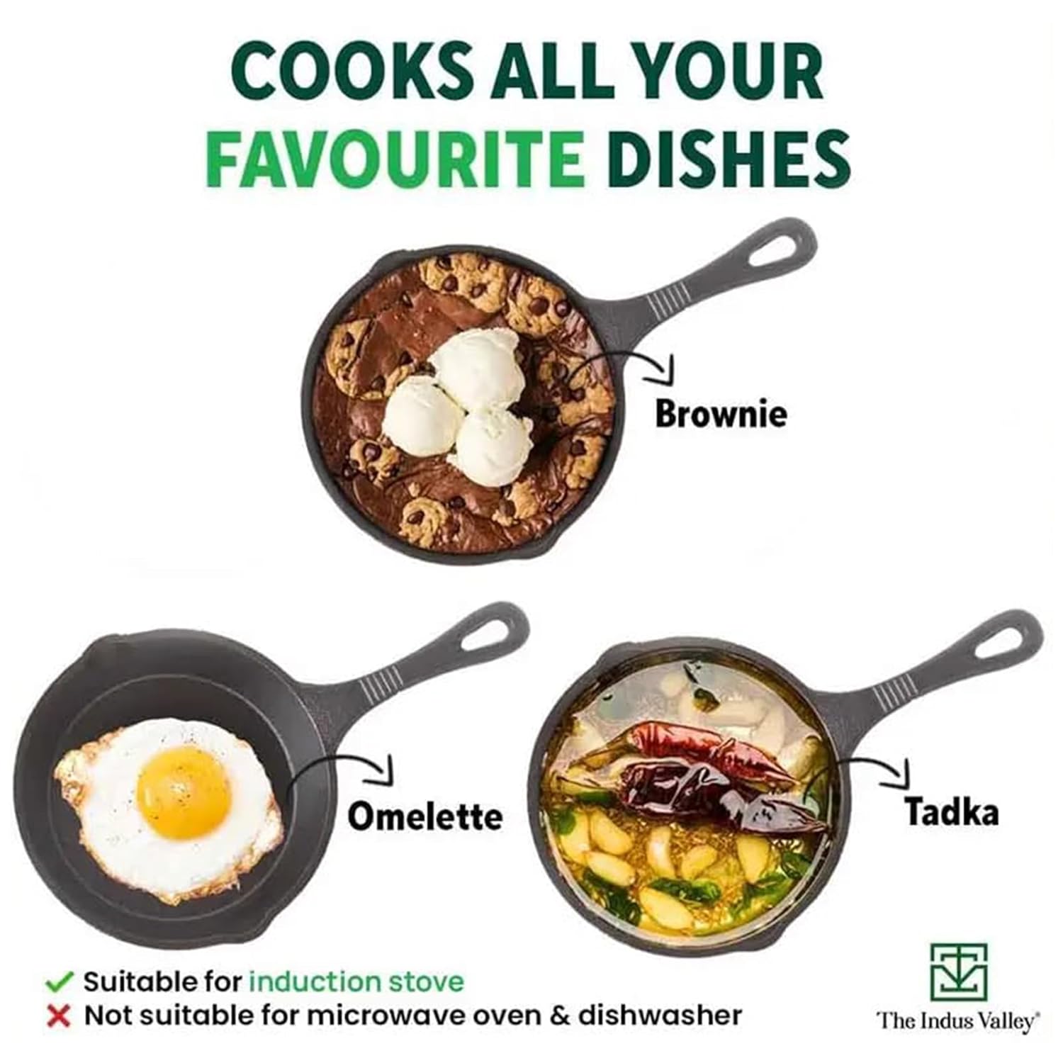 The Indus Valley Preseasoned Cast Iron Fry Pan/Skillet With Long Handle | Induction Friendly | Nonstick Fry Pan