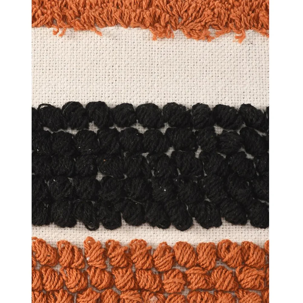 Sashaa World Multi Coloured Taseled And Tufted Cotton Cushion Cover Colour Multi