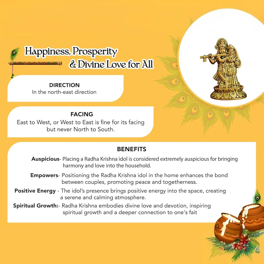 Ekhasa Pure Brass Radha Krishna Murti In Luxury Red Velvet Gift Box God Idols