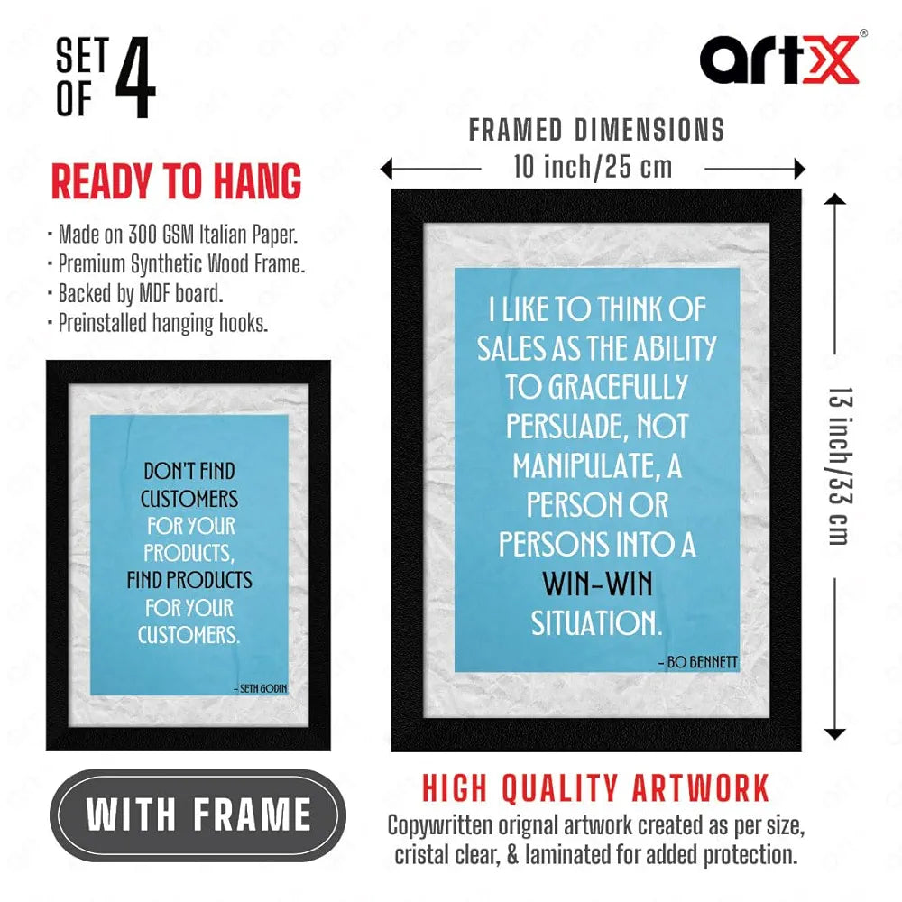 ArtX Paper Business Sales & Marketing Motivational Quotes AXF00193-MOT Wall Frames Set of 4