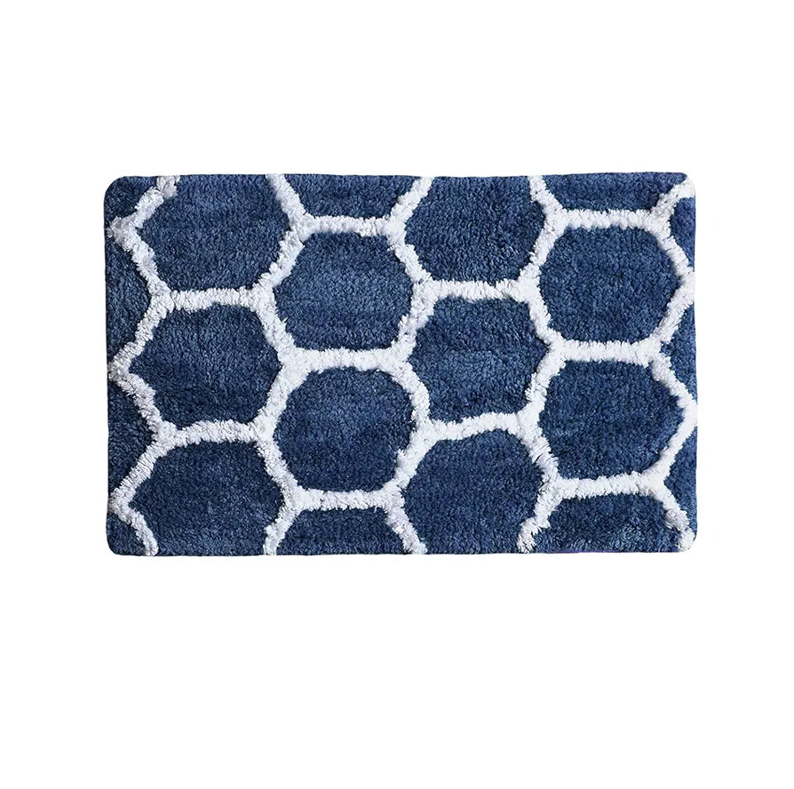 Aerohaven Glorious Super Soft Microfiber Abstract Designer Anti Slip Bathmat Blue Colour