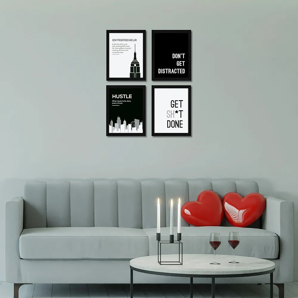 ArtX Paper Famous Motivational Quotes AXF00168-MOT Multicolor Framed Posters Set of 4