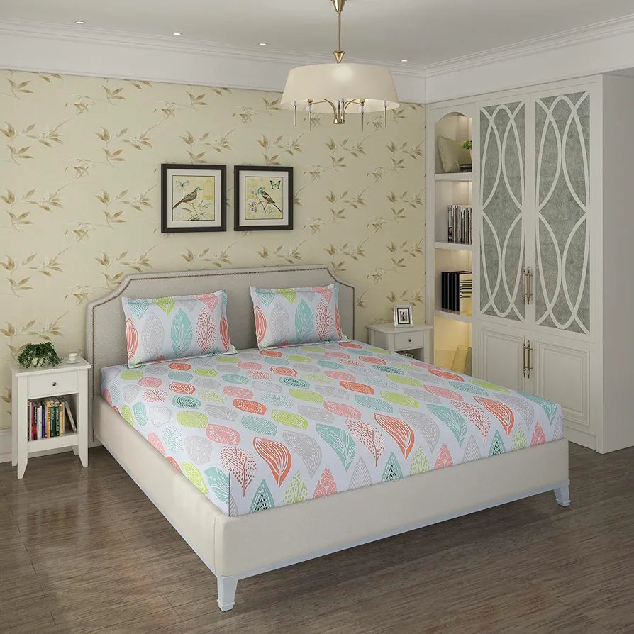 Status Contract Spring Summer Collection Rich Double Bedsheet with 2 Pillow Colour Floral